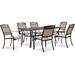 Cambridge Tulla 7-Piece Set with 6 Sling Stationary Chairs and 39-In. x 68-In. Cast-Top Dining Table in Tan - N/A