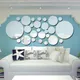 26Pieces Mirror Wall Sticker Detachable Acrylic Decorative Mirror Round Decal for TV Background Wall