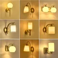 Nordic Led Wall Lights Brass Glass Shade for Living Room Bedside Classic Loft Interior Wall Sconce