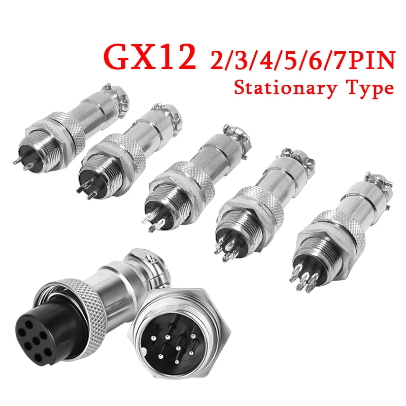 5 stücke gx12 luftfahrt stecker 2 3 4 5 6 7 pin männlich weiblich m12 stecker aviator stecker buchse Image