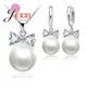 925 Sterling Silber Perle Creolen Halskette Bowknot Kristalle Schmuck Set für Frauen Mädchen