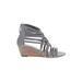 Hinge Wedges: Gray Solid Shoes - Women's Size 9 - Open Toe