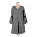 Signature by Robbie Bee Casual Dress - Mini V Neck 3/4 sleeves: Gray Dresses - Women's Size 1X