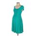 Motherhood Casual Dress - A-Line Scoop Neck Short sleeves: Teal Print Dresses - Women's Size Small Maternity