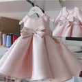 Girls' Pink Dress With Pearl Silk Sleeveless Dress With Coat Shining Ball Gown Children Birthday