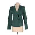 Ann Taylor Blazer Jacket: Below Hip Green Solid Jackets & Outerwear - Women's Size 2