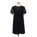 Lulus Cocktail Dress - Mini Crew Neck Short sleeves: Black Solid Dresses - Women's Size Small