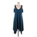 Torrid Casual Dress - A-Line Cold Shoulder Sleeveless: Teal Solid Dresses - Women's Size Large Plus