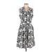 Mlle Gabrielle Casual Dress - Shirtdress V Neck Sleeveless: Silver Floral Dresses - Women's Size Medium