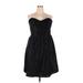Lane Bryant Cocktail Dress - A-Line Strapless Sleeveless: Black Print Dresses - New - Women's Size 18 Plus