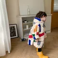 Children Coat 2023 Winter New Homemade Original Design Geometric Pattern Boy's Cotton-padded Jacket