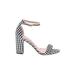 Madden Girl Heels: Black Checkered/Gingham Shoes - Women's Size 7 - Open Toe