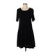 New York & Company Casual Dress - Mini Scoop Neck Short sleeves: Black Solid Dresses - Women's Size Small
