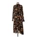 NANETTE Nanette Lepore Casual Dress - Midi High Neck Long sleeves: Brown Print Dresses - Women's Size 12