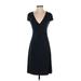 BCBGMAXAZRIA Casual Dress - Party V-Neck Short sleeves: Black Print Dresses - Women's Size Small