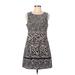 Maeve Casual Dress - Mini Crew Neck Sleeveless: Blue Leopard Print Dresses - Women's Size 8 Petite