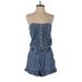 Free People Romper Open Neckline Sleeveless: Blue Print Rompers - Women's Size 2