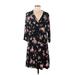 Torrid Casual Dress - A-Line V Neck 3/4 sleeves: Black Print Dresses - Women's Size Medium Plus