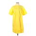 J.Crew Casual Dress - Mini Crew Neck Short sleeves: Yellow Solid Dresses - Women's Size Small Tall