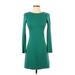 Theory Casual Dress - A-Line Crew Neck Long sleeves: Green Print Dresses - Women's Size Small