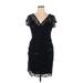 Scarlett Nite Casual Dress - Mini V-Neck Short sleeves: Black Print Dresses - Women's Size 14