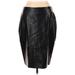 ASOS Faux Leather A-Line Skirt Knee Length: Black Solid Bottoms - Women's Size 14