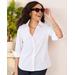 Blair Women's Foxcroft Wrinkle-Free Solid 3/4 Sleeve Shirt - White - 6P - Petite