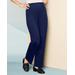 Blair Women's Ponte Stitched Crease Straight Leg Pull-On Pants - Blue - L - Misses