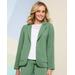 Blair Women's Look-Of-Linen Long Sleeve Blazer - Green - PM - Petite