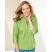 Blair Women's Foxcroft Wrinkle-Free Solid 3/4 Sleeve Shirt - Green - 12P - Petite