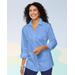 Blair Women's Foxcroft Wrinkle-Free Solid Long Sleeve Tunic - Blue - 18 - Misses