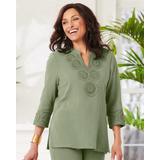 Blair Women's Easy Breezy Crochet Tunic - Green - PS - Petite