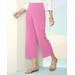 Blair Women's Stretch Look-Of-Linen Crop Pants - Pink - 1X - Womens