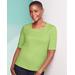 Blair Women's Essential Square-Neck Elbow-Sleeve Tee - Green - 3X - Womens