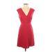 Ann Taylor LOFT Casual Dress - Wrap V-Neck Sleeveless: Burgundy Solid Dresses - New - Women's Size 00