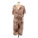 Absolutely Famous Casual Dress: Brown Acid Wash Print Dresses - Women's Size Large