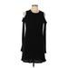 Wet Seal Casual Dress - Mini Crew Neck Long sleeves: Black Print Dresses - New - Women's Size Large