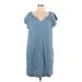 Gap Casual Dress - Shift V-Neck Short sleeves: Blue Print Dresses - Women's Size Large