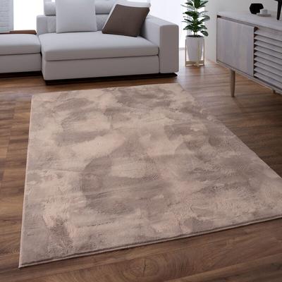 Teppich Wohnzimmer Kunstfell Shaggy Hochflor Waschbar In Waschmaschine Soft Uni Beige Taupe 120x170