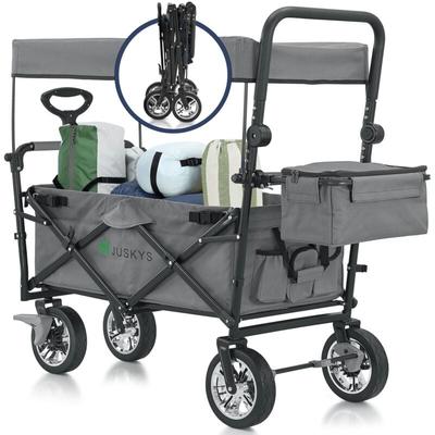 Juskys - Bollerwagen mit Dach & Tasche - Wagen bis 120 kg belastbar - Handwagen faltbar zum