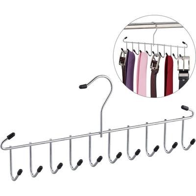 Relaxdays - Gürtelhalter, Krawattenhalter aus Metall, platzsparend, 12 Haken, Krawatten & Gürtel, Image