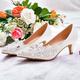 Femme Chaussures à Talons Chaussures de mariage Chaussures habillées Mariage Chaussures de mariée Dentelle Talon de chaton Bout rond Elégant Cuir microbien Mocassins Blanche