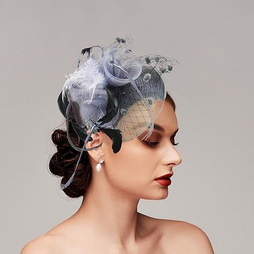 Feder-/Netz-Fascinators Kentucky Derby-Hut/Vogelkäfigschleier mit 1 Stück Kopfbedeckung für Hochzeit/Party/Abend/Damentag