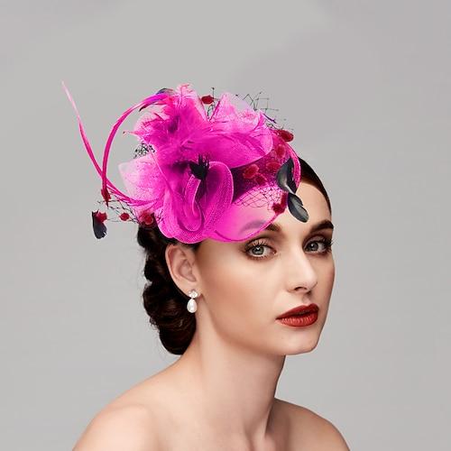 Feder-/Netz-Fascinators Kentucky Derby-Hut/Vogelkäfigschleier mit 1 Stück Kopfbedeckung für Hochzeit/Party/Abend/Damentag