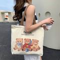 Women's Tote Shoulder Bag Canvas Tote Bag Canvas Outdoor Daily Holiday Print Large Capacity Foldable Lightweight Cartoon Geometric Cat