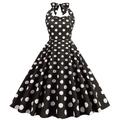 1950er Offener Rücken Cocktailkleid Midlänge Kleid Ärmellose Kleider A-Linie Kleid Normal Ärmellos Gerüscht Tupfen Punkte Druck Ballkleid V Ausschnitt Neckholder Damen Valentinstag Maskerade