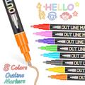 Fantasy Double Line Outline Pen 12 Color Set DIY Handbook Colored Festival Metal Double Color Highlighter Pen