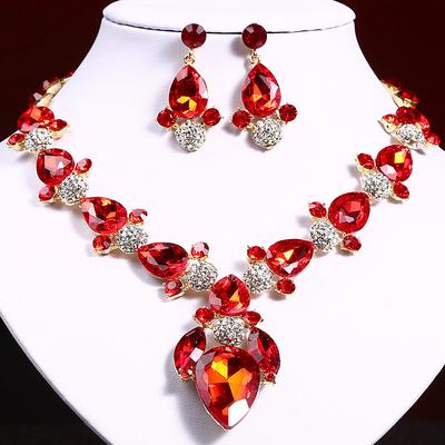 Jewelry Set 3pcs Rhinestone Alloy Earrings Necklace Women's Elegant Vintage Stylish Geometrical Geometric Jewelry Set For Wedding Anniversary Wedding Guest
