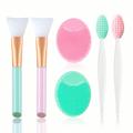 2/3/6pcs Facial Cleansing Brush Set, Manual Silicone Face Mask Brush Lip Scrub Brush, Silicone Exfoliating Lip Brush Nose Cleaning Brush And Face Mask Brush For Facial Skin Care