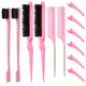 3/7/12pcs Hair Styling Brush Set, Nylon Teasing Hair Brush Double Sided Hair Edge Brush Rat Tail Comb, Fluffy Hair Styling Tools With Hair Clips Travel Essentials